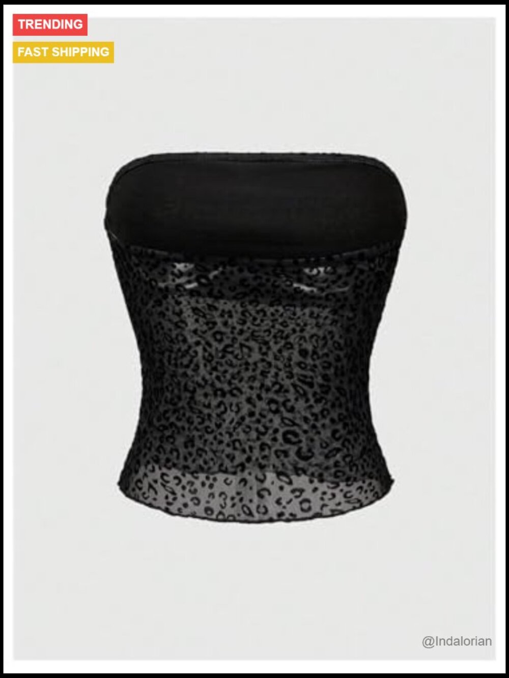Leopard Mesh Strapless Tube Top Crop Bandeau Night Out - Picture 3 of 6